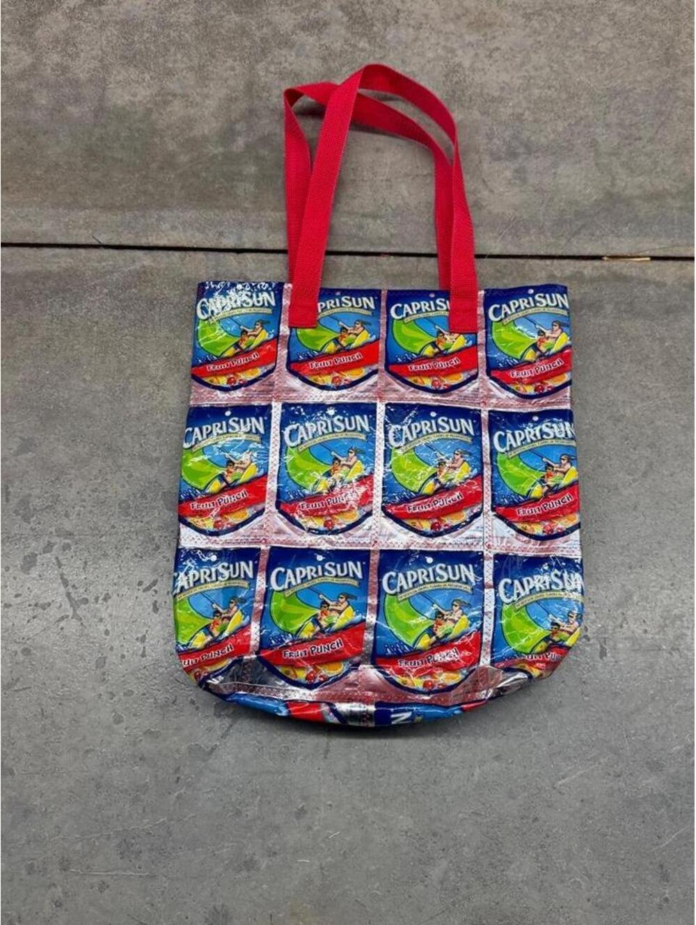 vintage caprisun fruit punch upcycled recycled tote bag